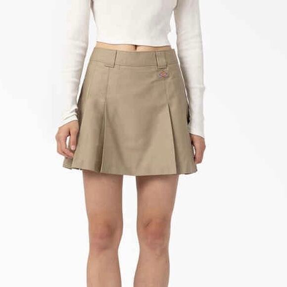 NWT Dickies Elizaville Tan Khaki Pleated Skirt - Picture 1 of 10